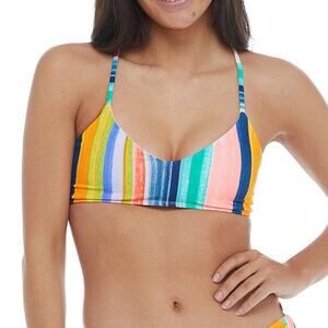 Body Glove Alani Multicolor Stripe 2 Piece Bikini Swimwear Women's L NWT